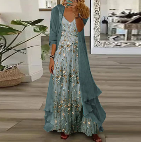 Belva | Damen Blaues Maxikleid