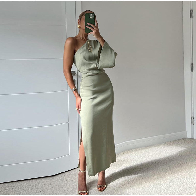 Verina | Ein-Schulter-Maxikleid