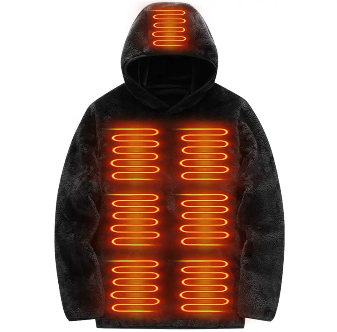 Elektrisch Beheizter Vlies Kapuzenpullover | Kuscheliger Winterpullover