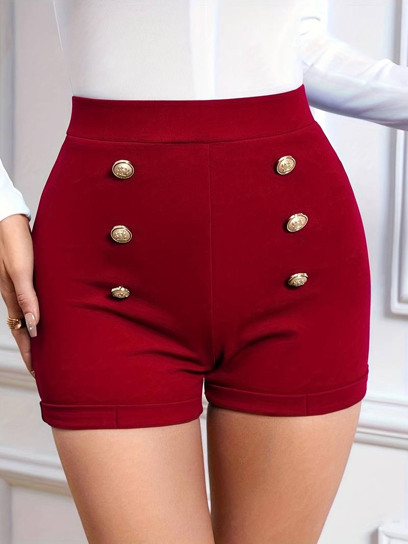 Alethea | Stylische Damen Sommer Kurze Hose mit Dekorativen Knöpfen