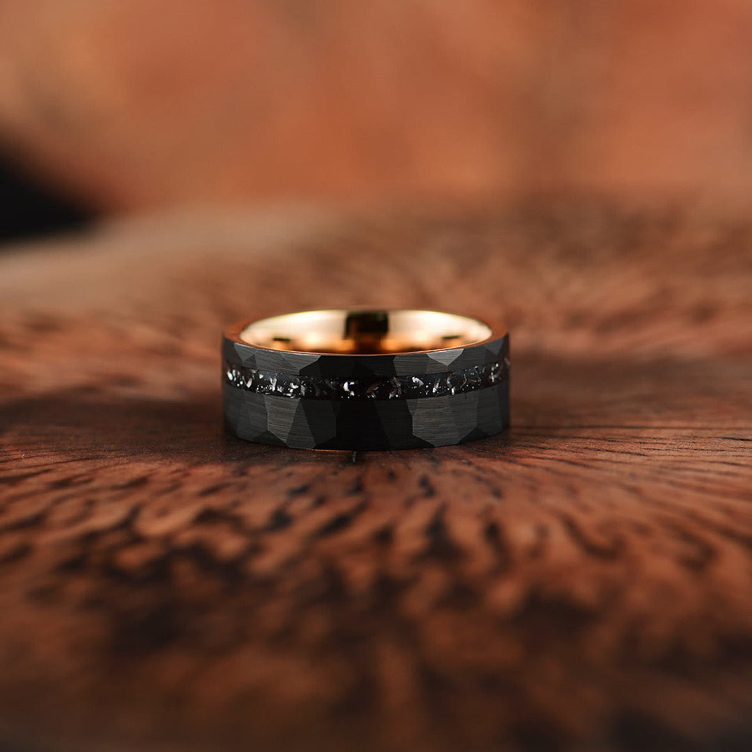 8 mm Schwarzer Turmalin Wolframcarbid Ring