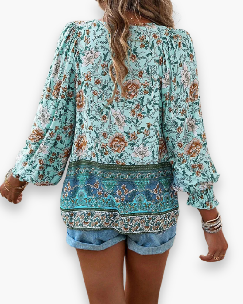 Calira | Damen Luftiges Blumen Sommer Oberteil