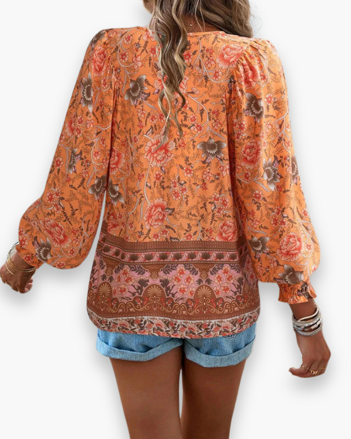 Calira | Damen Luftiges Blumen Sommer Oberteil