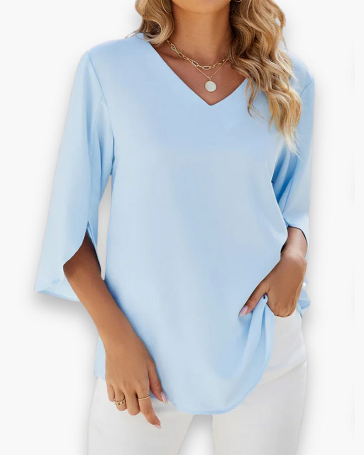 Miralyn | Damen Elegante V-Ausschnitt Bluse