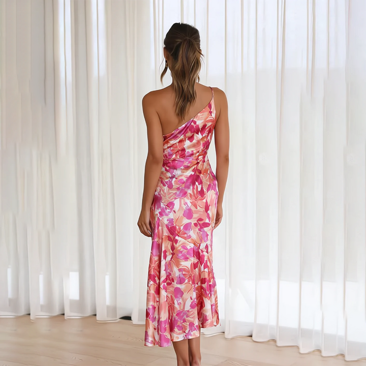 Isara | Damen Plissiertes Schulterfreies Blumenkleid