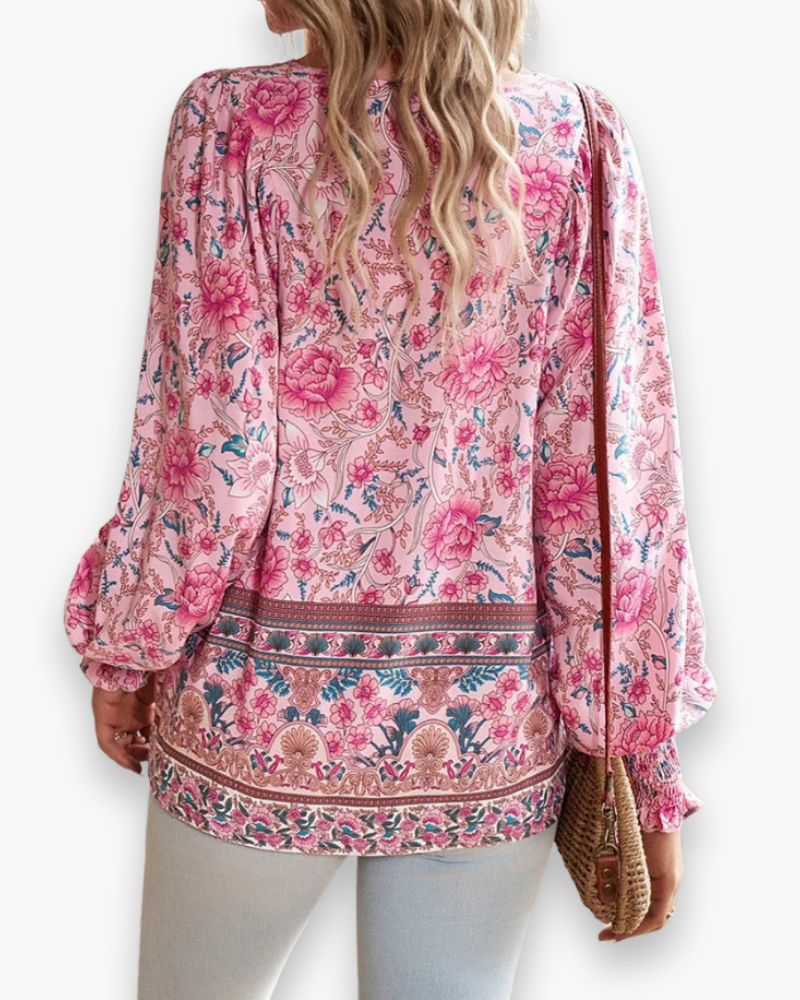 Calira | Damen Luftiges Blumen Sommer Oberteil
