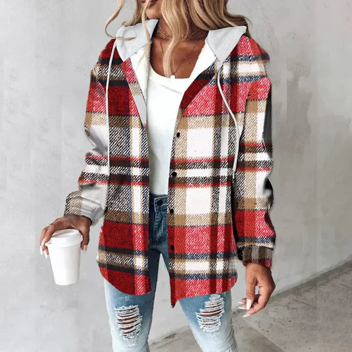 Damen Kapuze Karierte Hemdjacke | Entspannte Passform