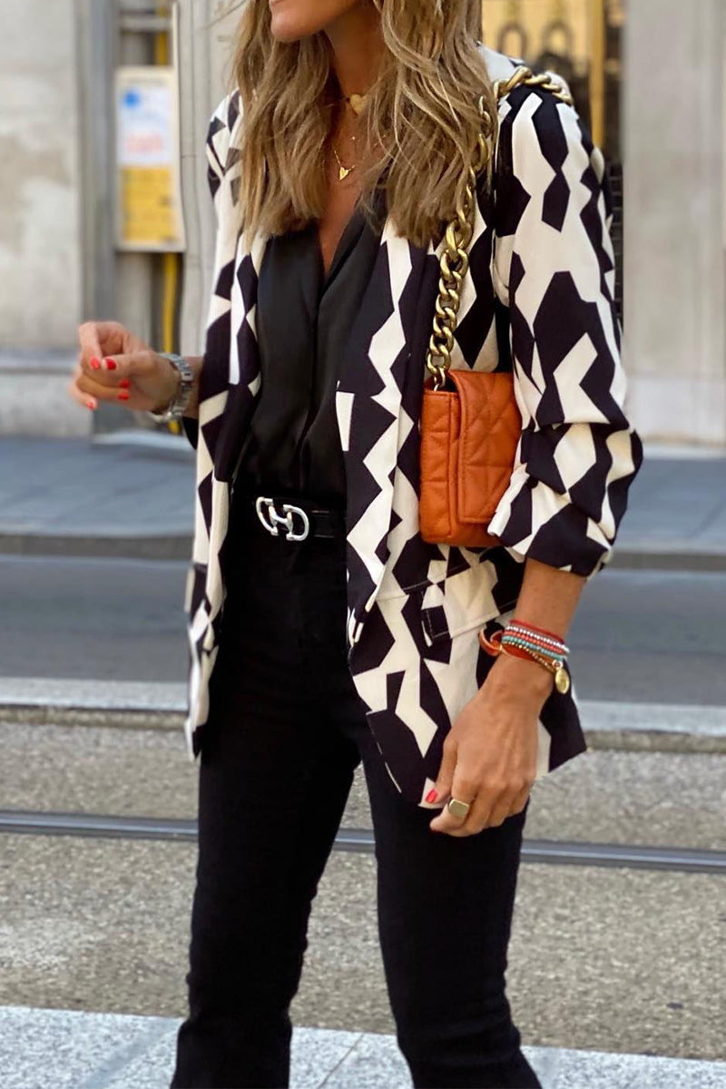 Indigo | Schick Leichtgewicht Weiß Und Schwarz Sommer Blazer