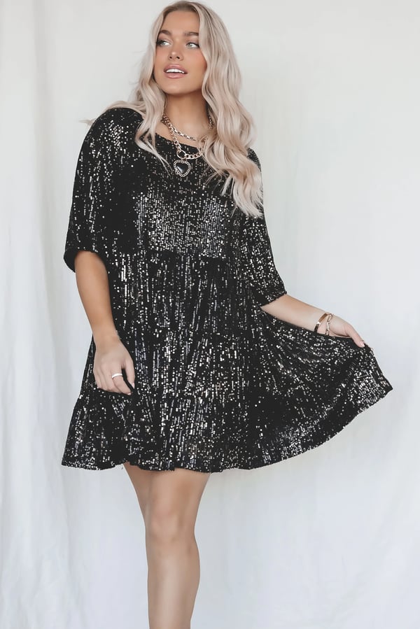 Azalea | Damen A-Linien Pailletten Partykleid