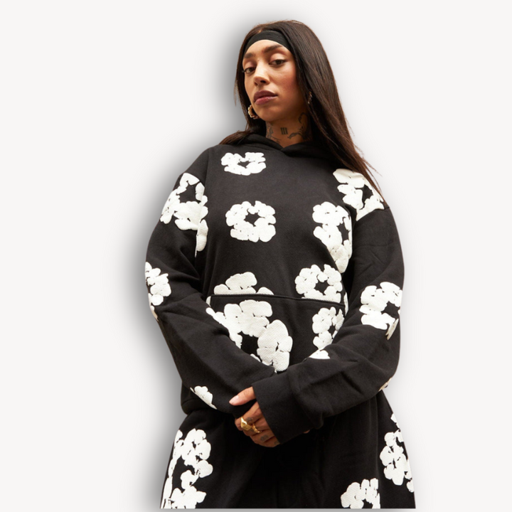 Unisex-Baumwollkranz-Kapuzenpullover und Jogger-Satz | Passendes Set