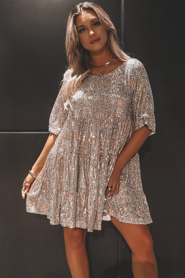 Azalea | Damen A-Linien Pailletten Partykleid