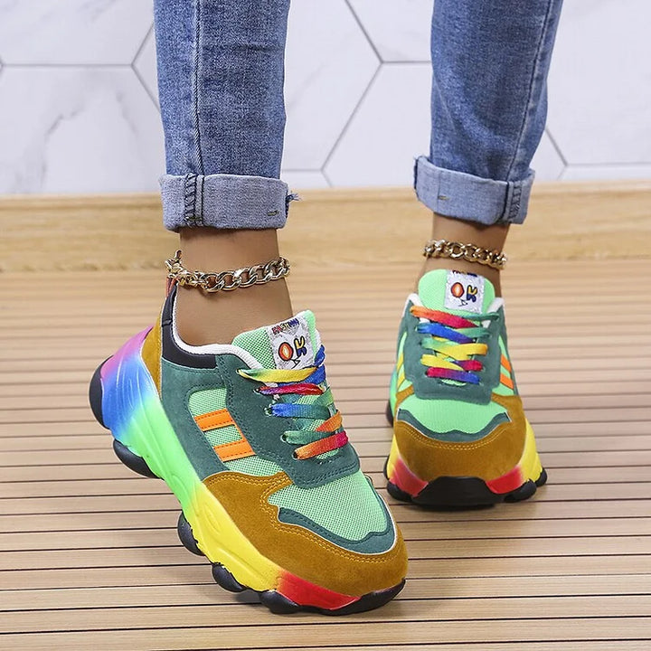 Orthopädische Regenbogen Turnschuhe für Frauen | Weich und Atmungsaktiv