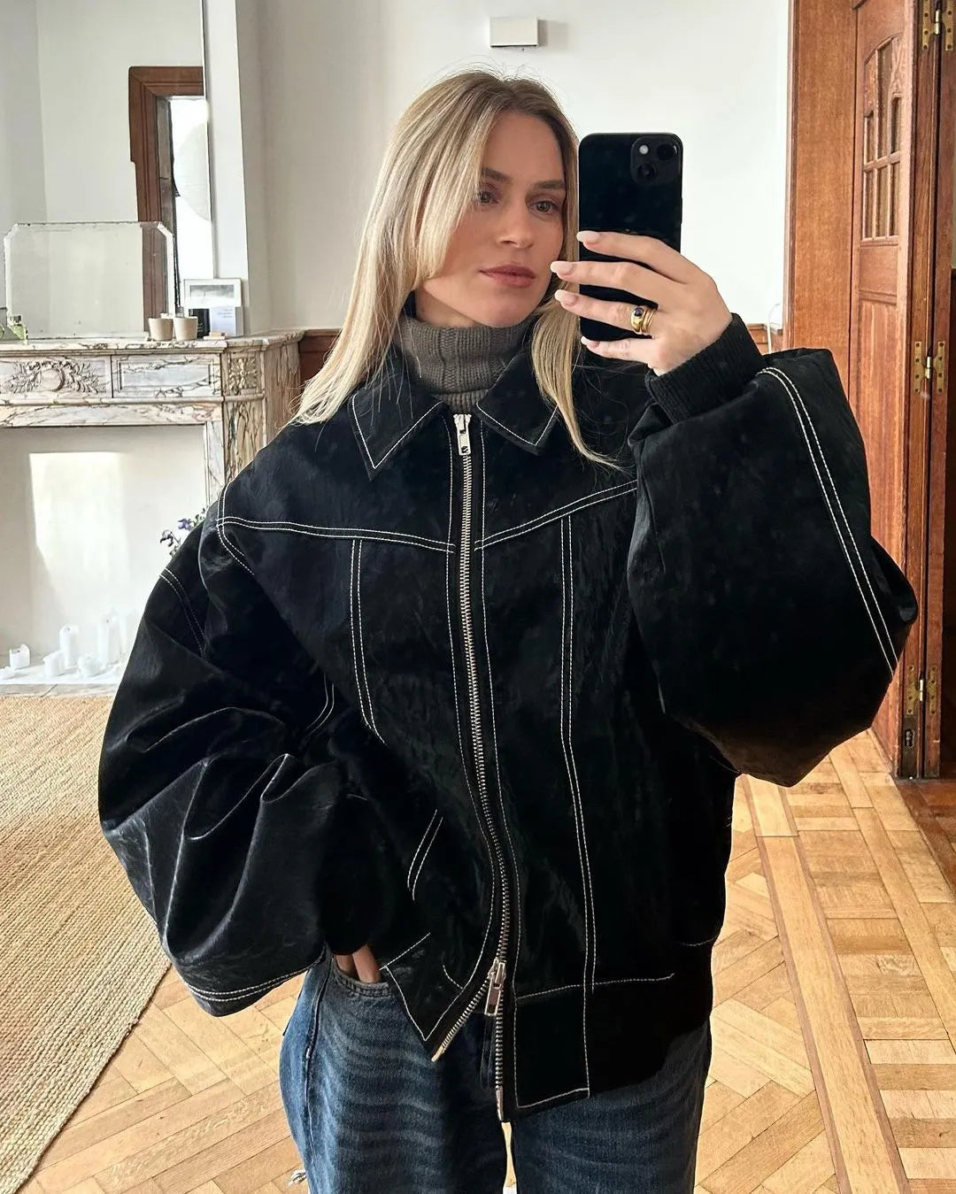 Damen Übergroß Bomberjacke