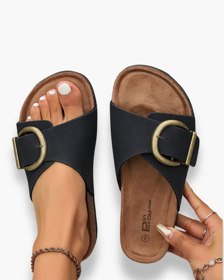 Elanira | Damen Elegante Kork Gleiten Sandalen