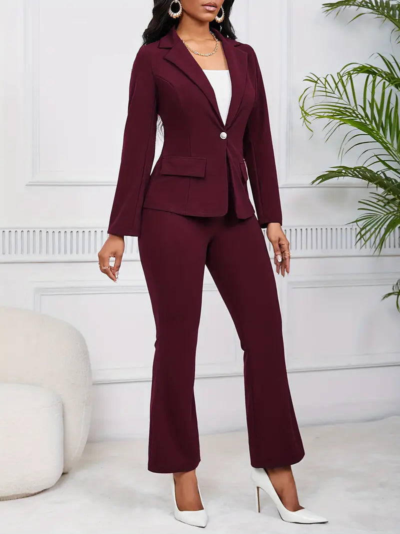 Ovidia | 2-Teiliger Damen Blazer und Bootcut-Hosenanzug