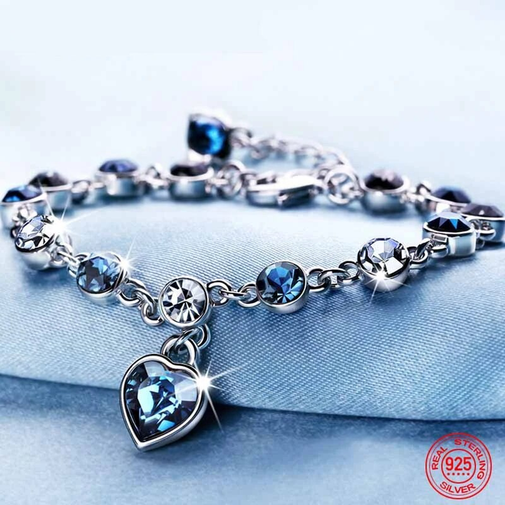 Luna | Verstellbares Sterling Silber Kristall Armband