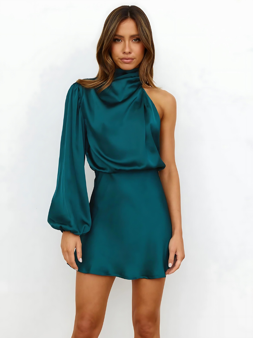 Daciana | Satin Eine-Schulter Kleid