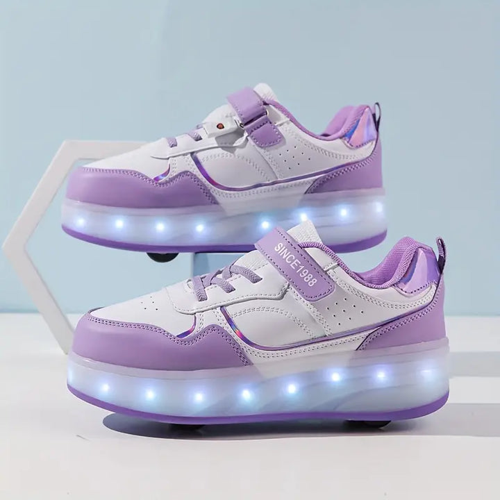 Rad-Skate Rolle Schuhe | Beliebte Turnschuhe mit Rädern Und LED-Lichtern Für Kinder
