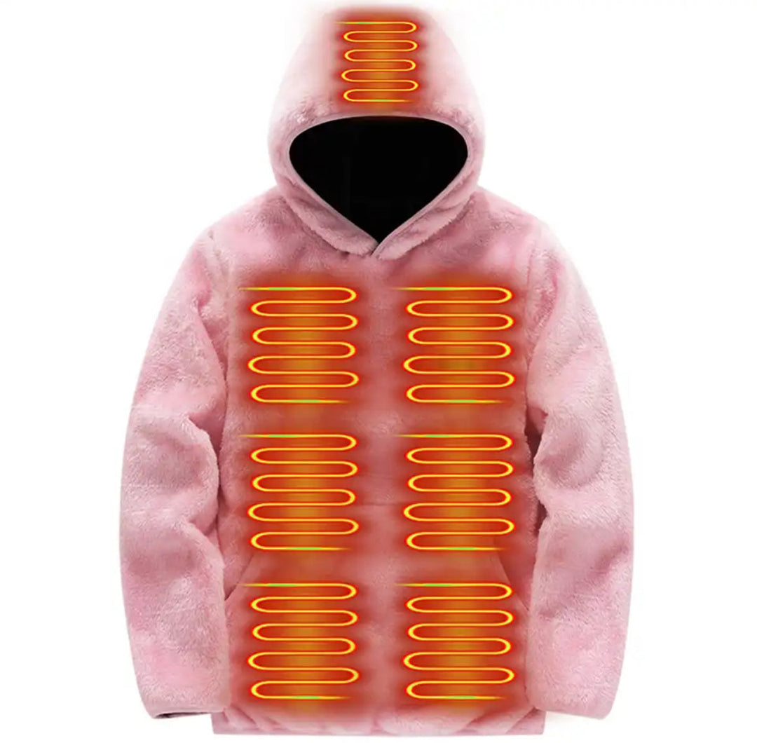 Elektrisch Beheizter Vlies Kapuzenpullover | Kuscheliger Winterpullover