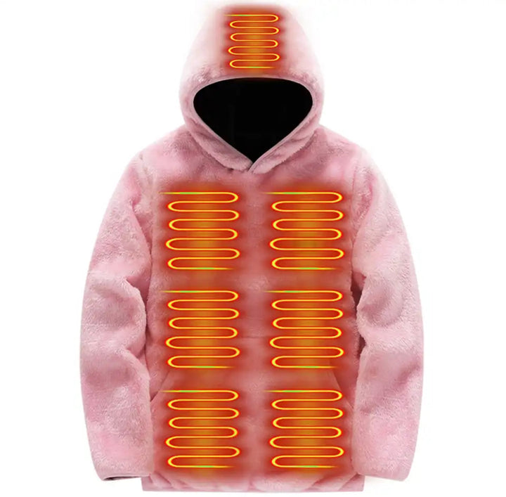 Elektrisch Beheizter Vlies Kapuzenpullover | Kuscheliger Winterpullover