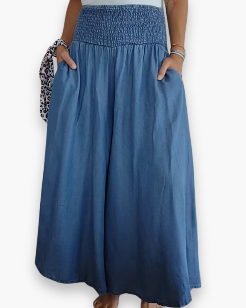 Isara | Damen Hohe-Taille Weites-Bein Sommer Hose