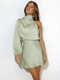 Daciana | Satin Eine-Schulter Kleid