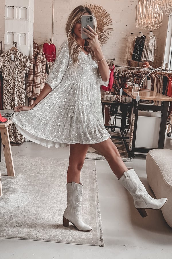 Azalea | Damen A-Linien Pailletten Partykleid