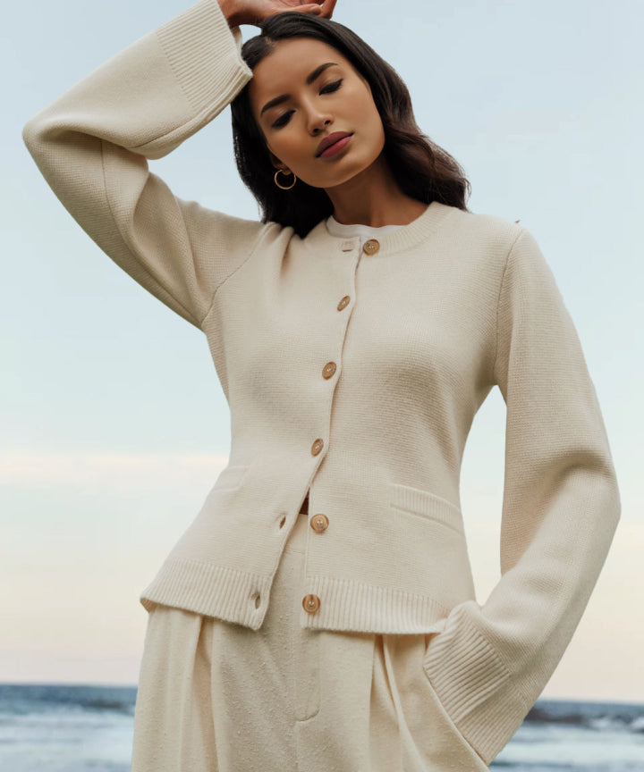 Sabella | Elegantes Schaltfläche-Auf Stricken Pullover Für Frauen