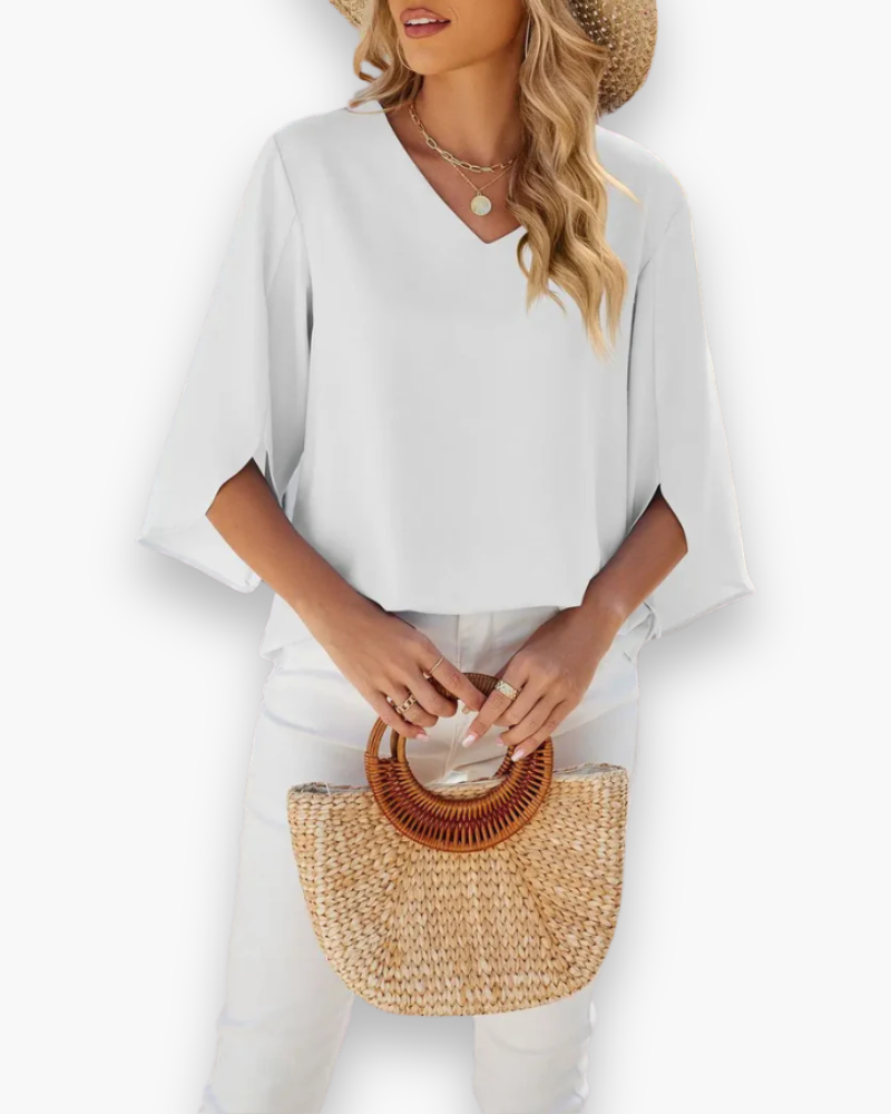 Miralyn | Damen Elegante V-Ausschnitt Bluse