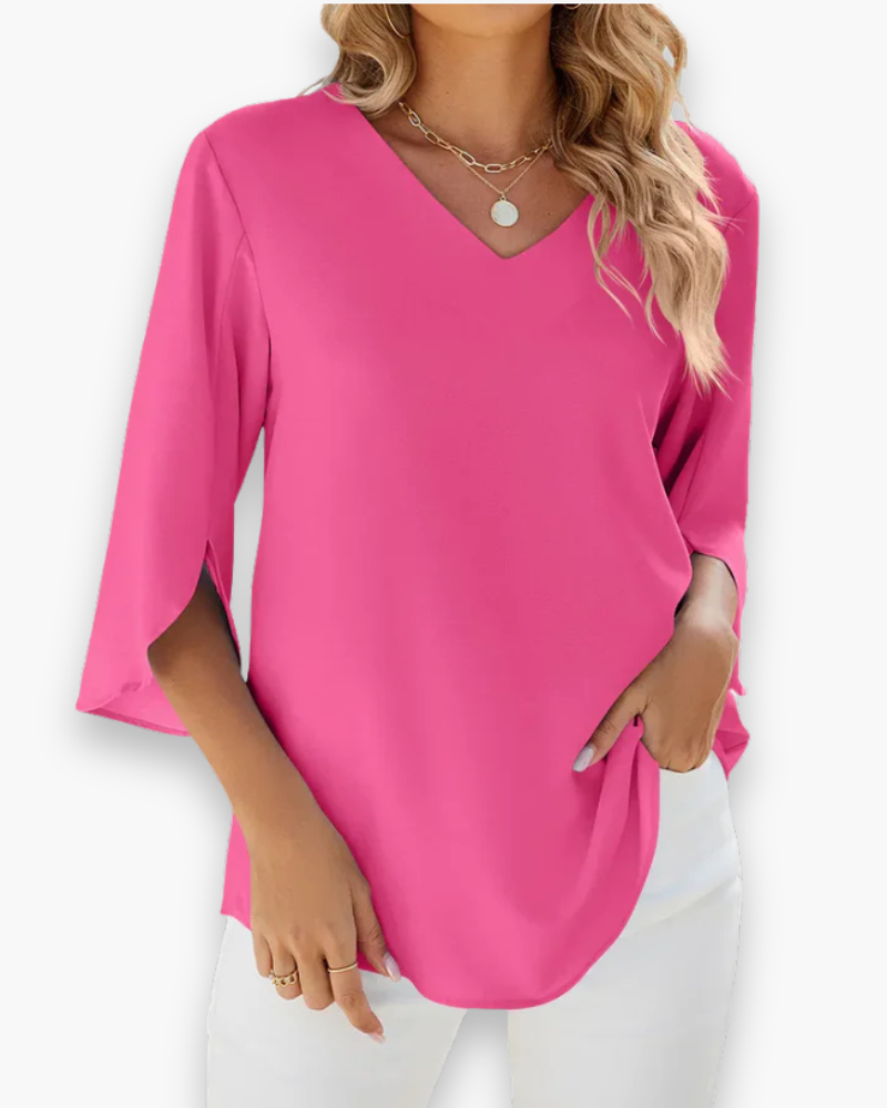 Miralyn | Damen Elegante V-Ausschnitt Bluse