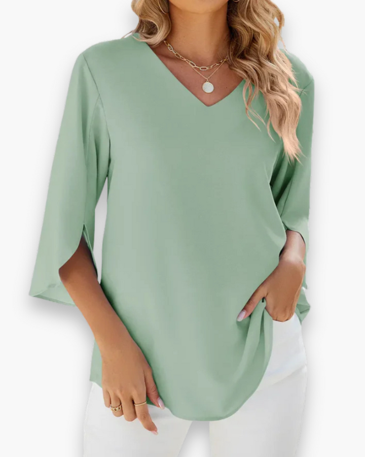Miralyn | Damen Elegante V-Ausschnitt Bluse