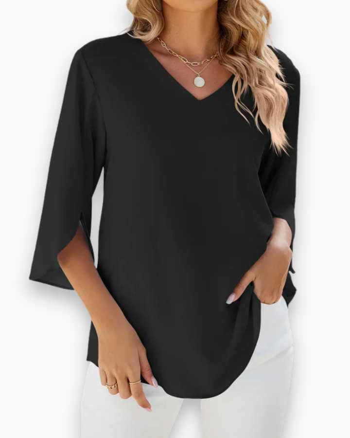 Miralyn | Damen Elegante V-Ausschnitt Bluse
