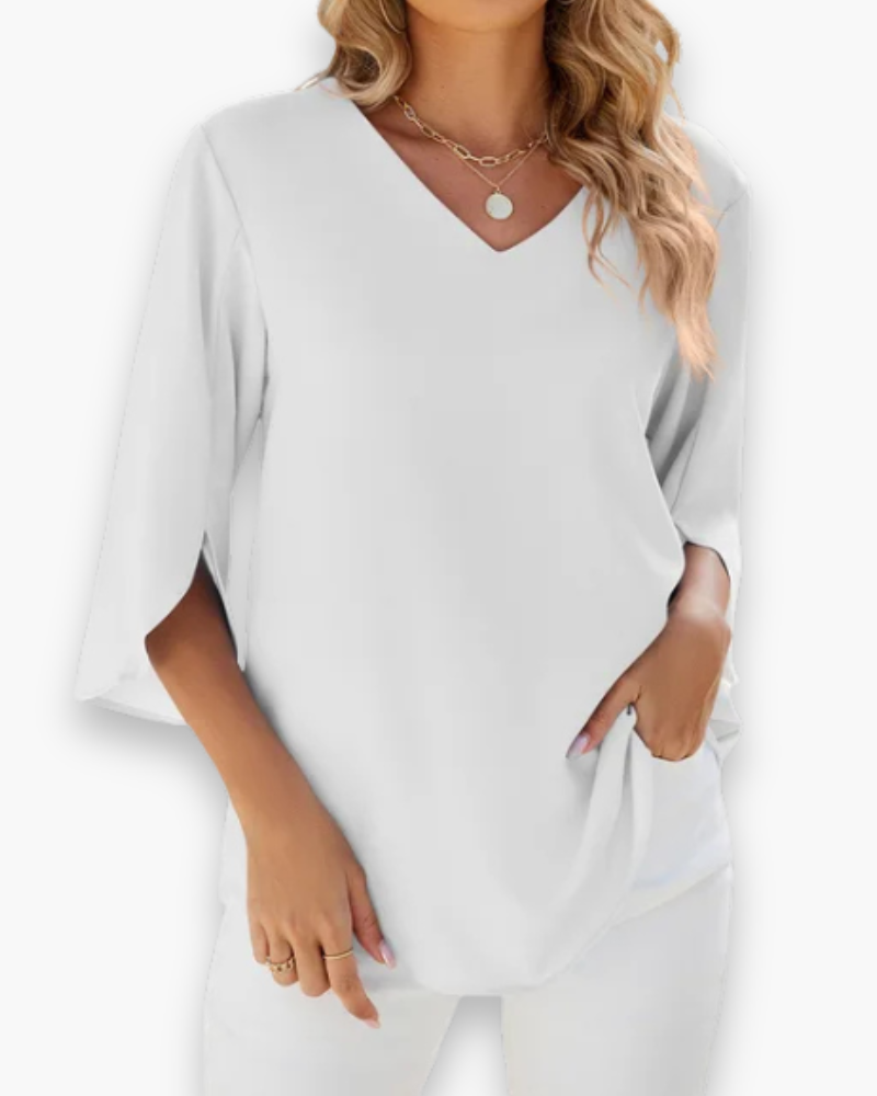 Miralyn | Damen Elegante V-Ausschnitt Bluse