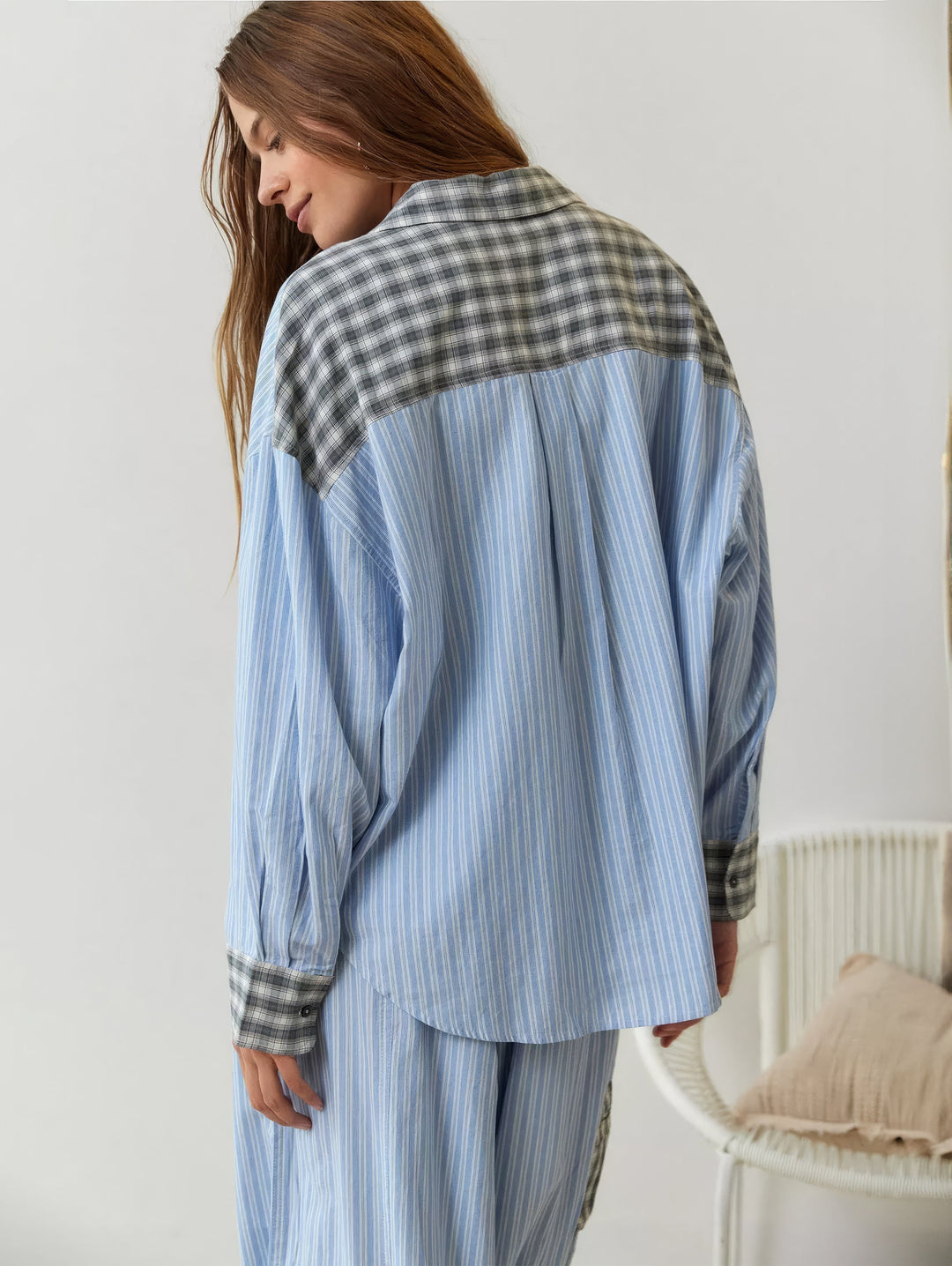 Piper | Damen Bequemes Locker Passform Kariertes Pyjama Satz