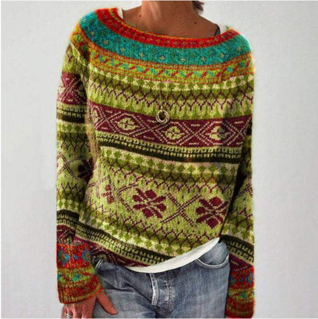 Saga | Stylischer Strick Pullover in Lebendig Farben