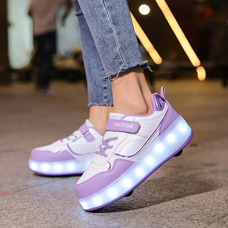 Rad-Skate Rolle Schuhe | Beliebte Turnschuhe mit Rädern Und LED-Lichtern Für Kinder
