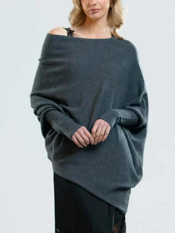 Damen Asymmetrischer Drapierter Strickpullover | Weich und Warm