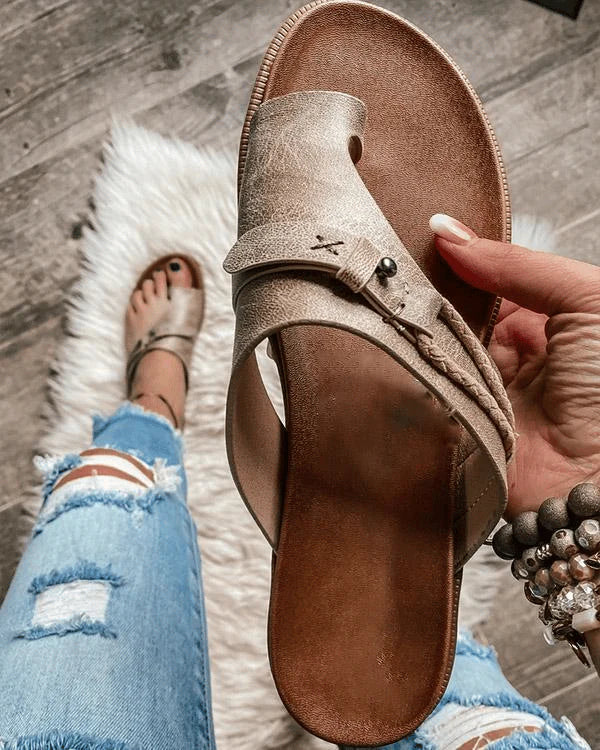 Isolde | Damen Ergonomische Leder Clip-Zehe Sandalen