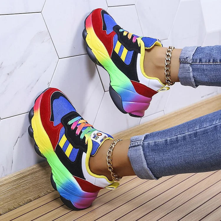 Orthopädische Regenbogen Turnschuhe für Frauen | Weich und Atmungsaktiv