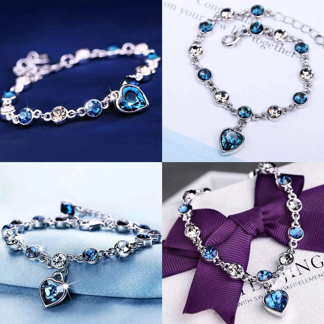 Luna | Verstellbares Sterling Silber Kristall Armband