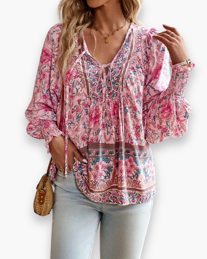 Calira | Damen Luftiges Blumen Sommer Oberteil
