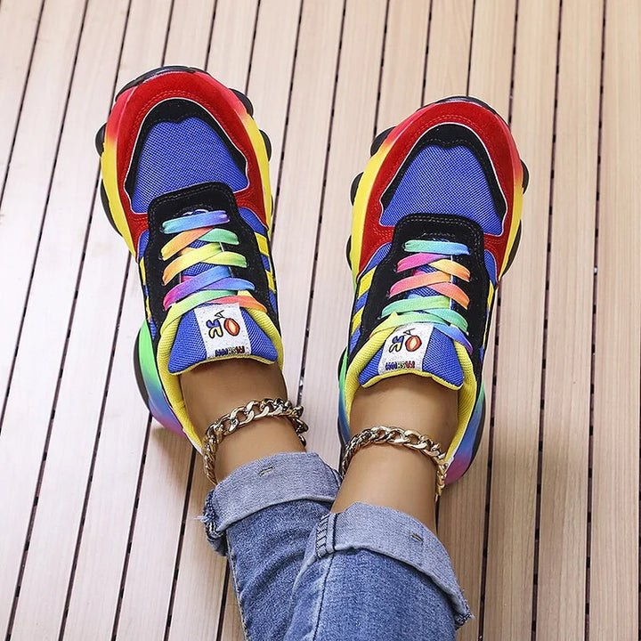 Orthopädische Regenbogen Turnschuhe für Frauen | Weich und Atmungsaktiv