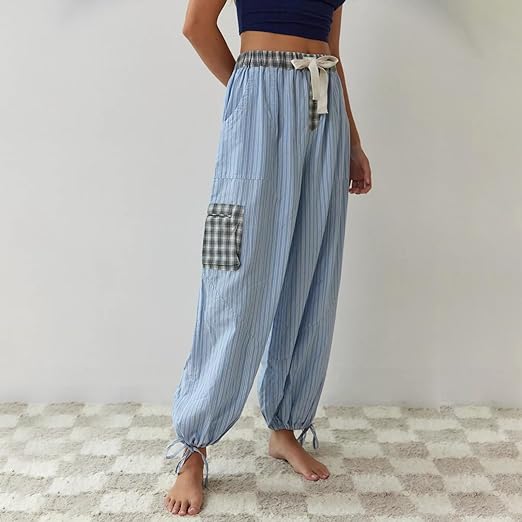 Piper | Damen Bequemes Locker Passform Kariertes Pyjama Satz