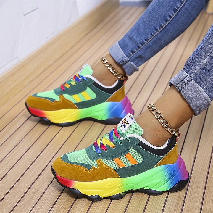 Orthopädische Regenbogen Turnschuhe für Frauen | Weich und Atmungsaktiv
