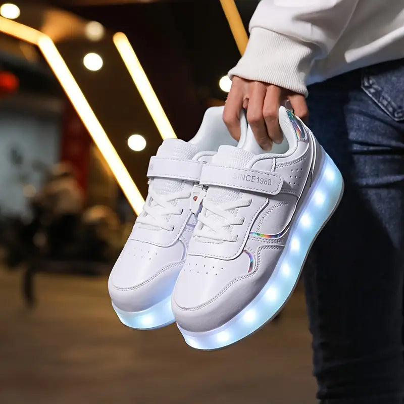 Rad-Skate Rolle Schuhe | Beliebte Turnschuhe mit Rädern Und LED-Lichtern Für Kinder