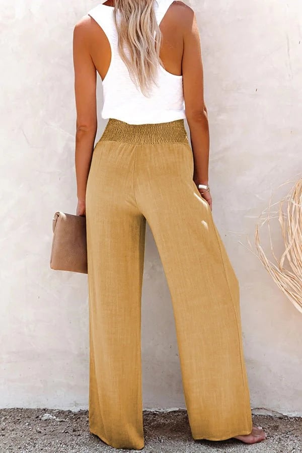 Kaia | Damen-Leinenhose Mit Weitem-Bein Für Strand, Reisen und Alltag Tragen