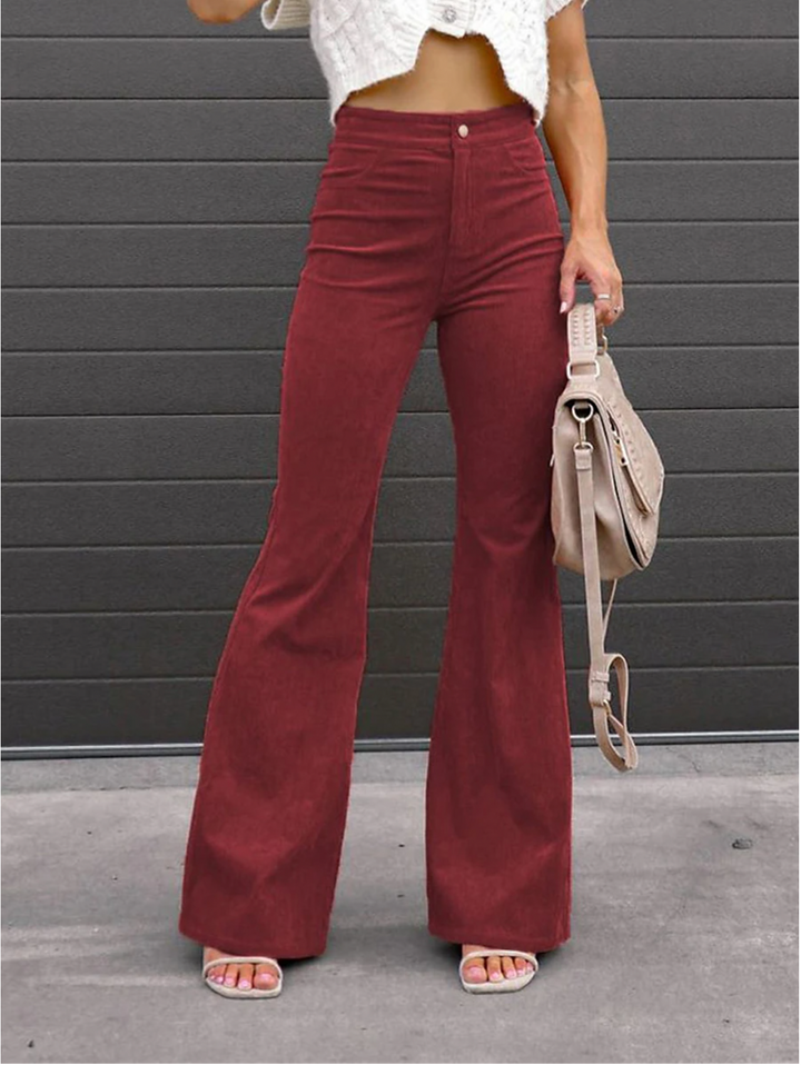 Piper | Damen Hoher-Taille Jahrgang Cord Schlaghosen