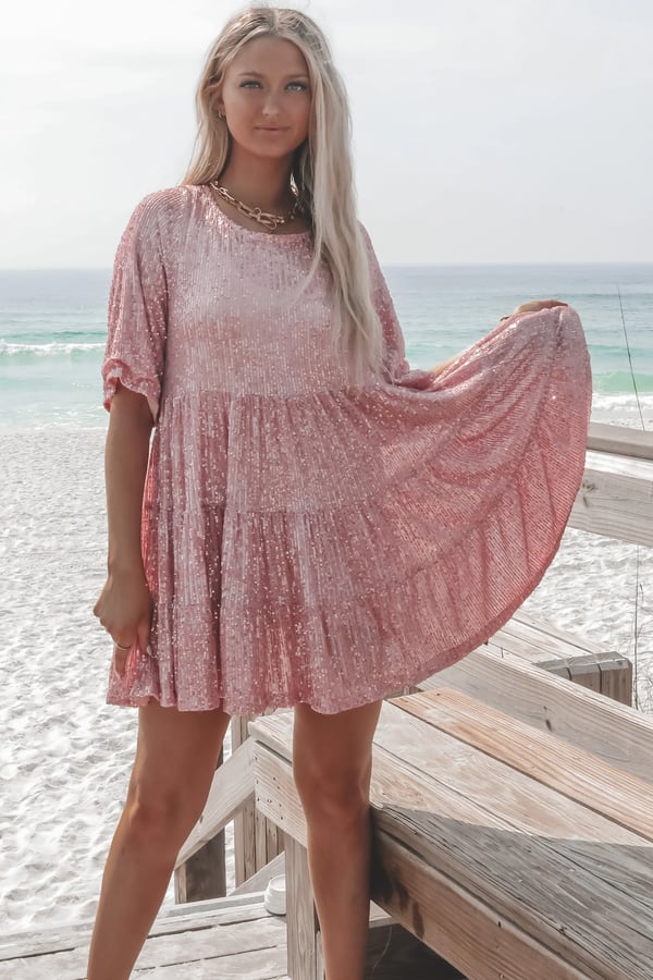 Azalea | Damen A-Linien Pailletten Partykleid