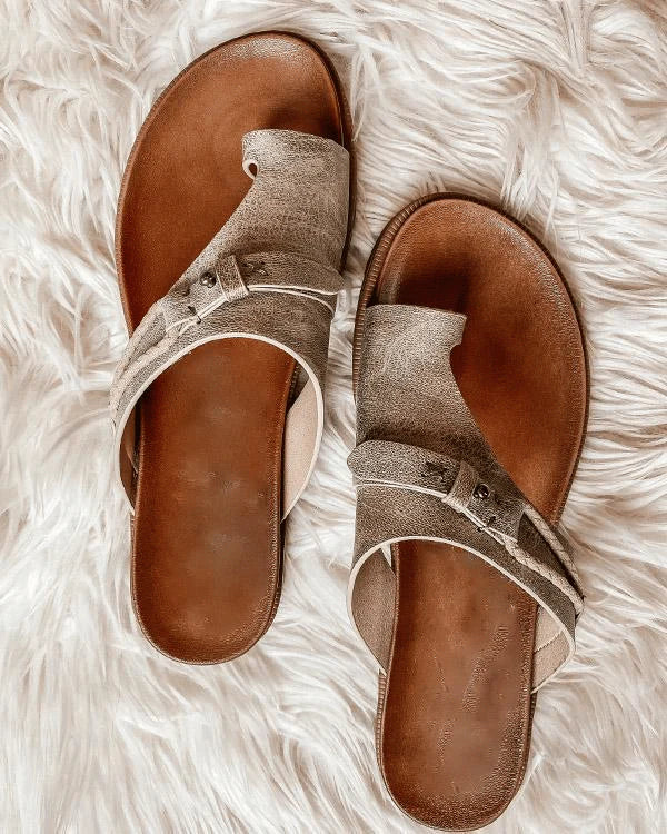 Isolde | Damen Ergonomische Leder Clip-Zehe Sandalen