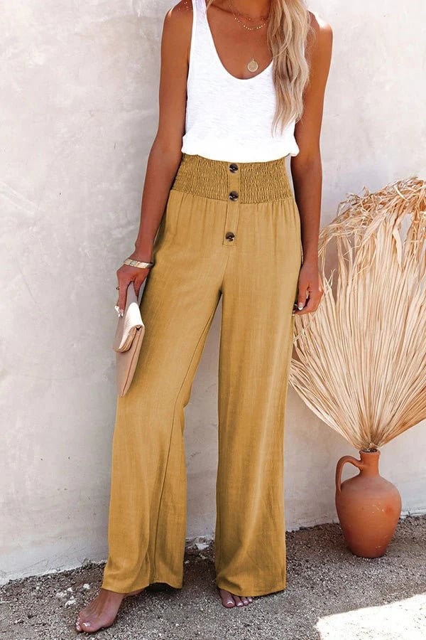 Kaia | Damen-Leinenhose Mit Weitem-Bein Für Strand, Reisen und Alltag Tragen